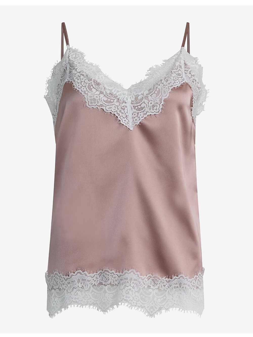 Express Dusty Rose Satin Lace-Trim Cami